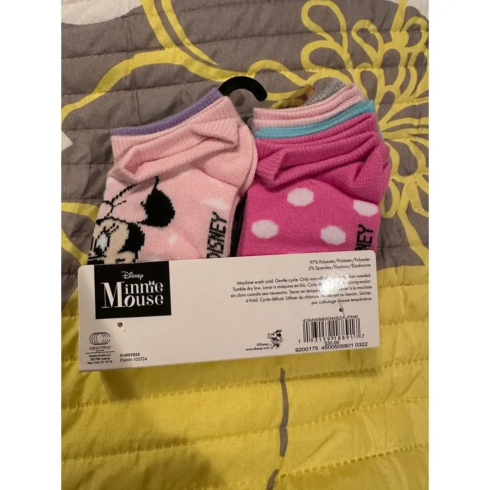 NWT Disney Minnie Mouse No Show 10 pk Kids Socks Sz 7-10